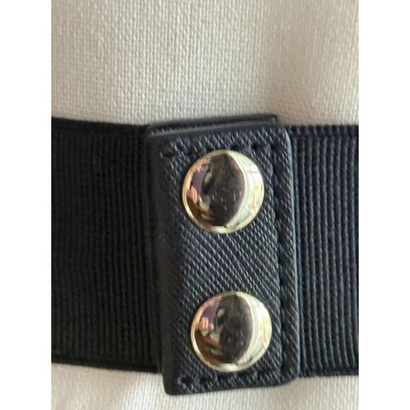 Marciano Gold Metal Bar Genuine Leather Belt‎ Black Snap Closure Stretchable main image 7